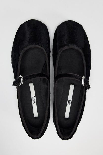 Faux fur ballerinas
