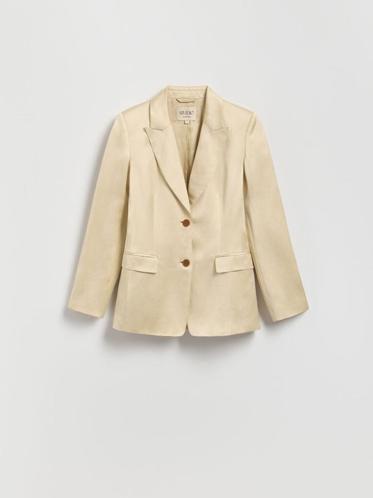 Linen blend satin blazer