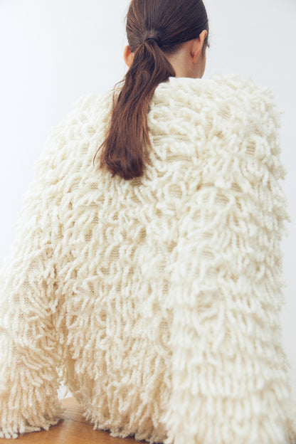 Fringed wool-blend cardigan