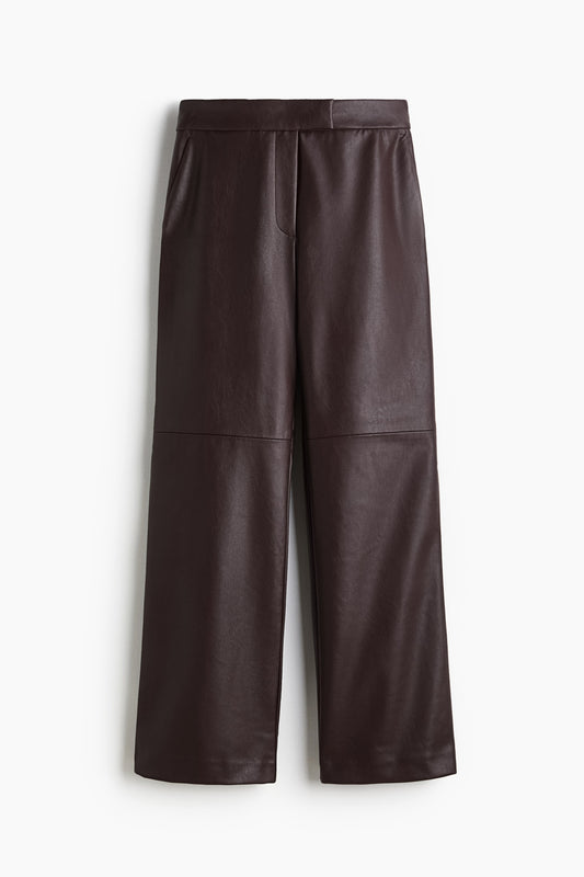Straight-leg coated trousers