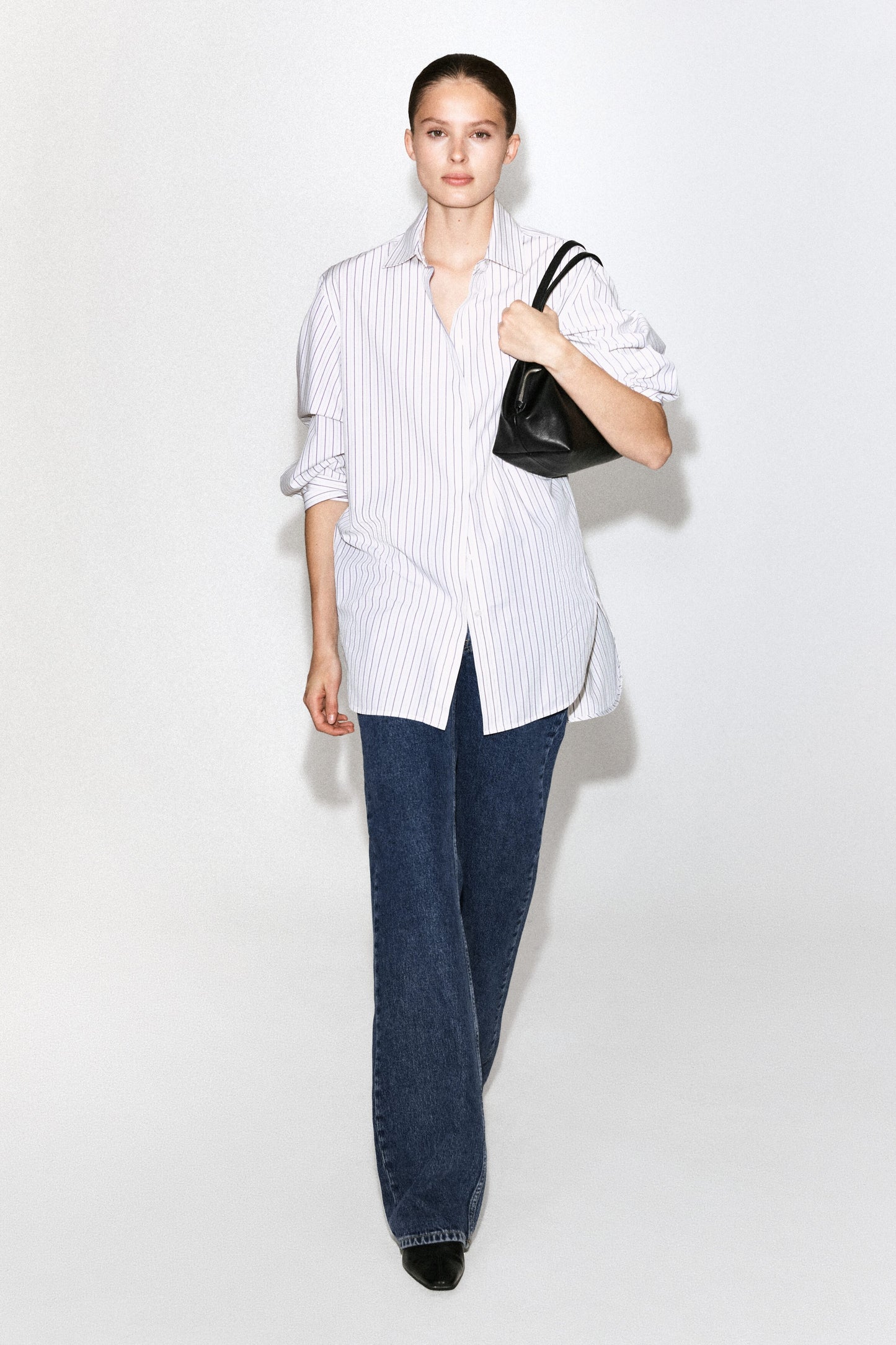 Cutaway-Collar Striped Cotton-Blend Shirt
