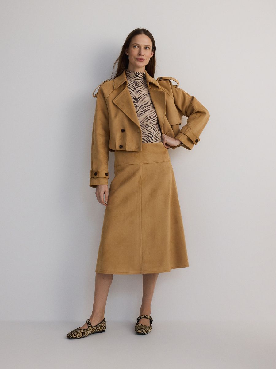 Cropped double-breasted trench coat