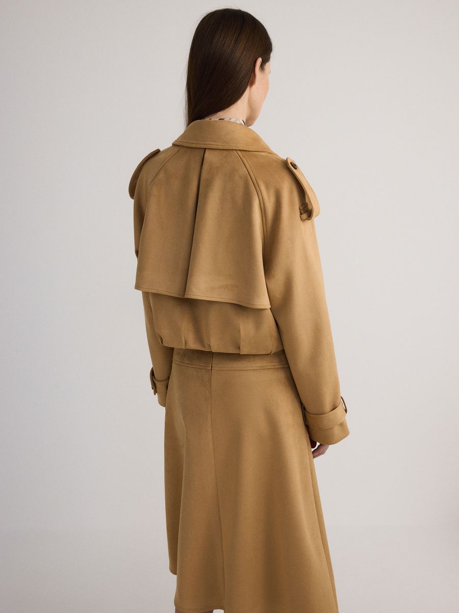 Cropped double-breasted trench coat