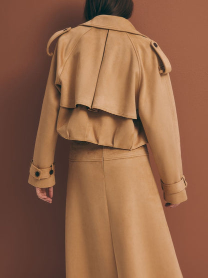 Cropped double-breasted trench coat