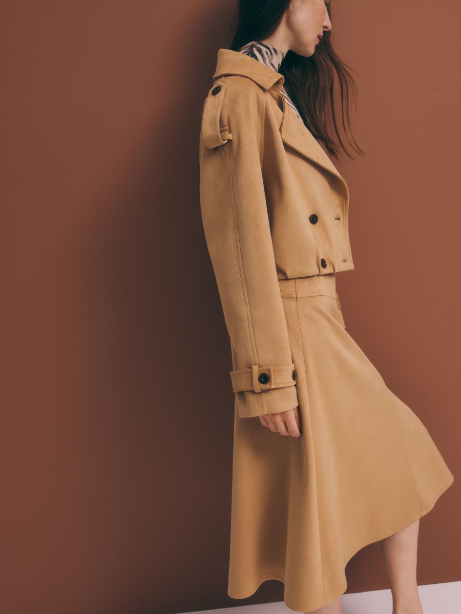 Cropped double-breasted trench coat