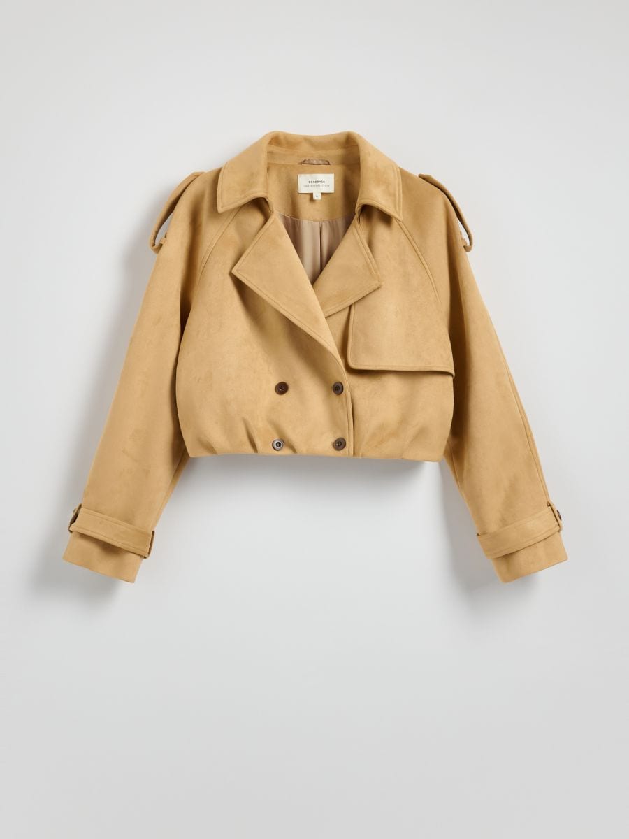 Cropped double-breasted trench coat