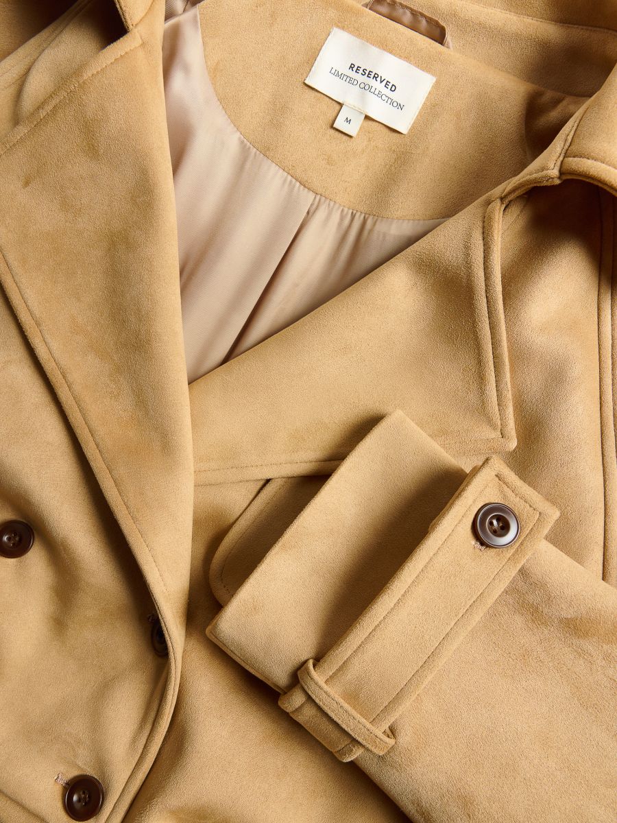 Cropped double-breasted trench coat