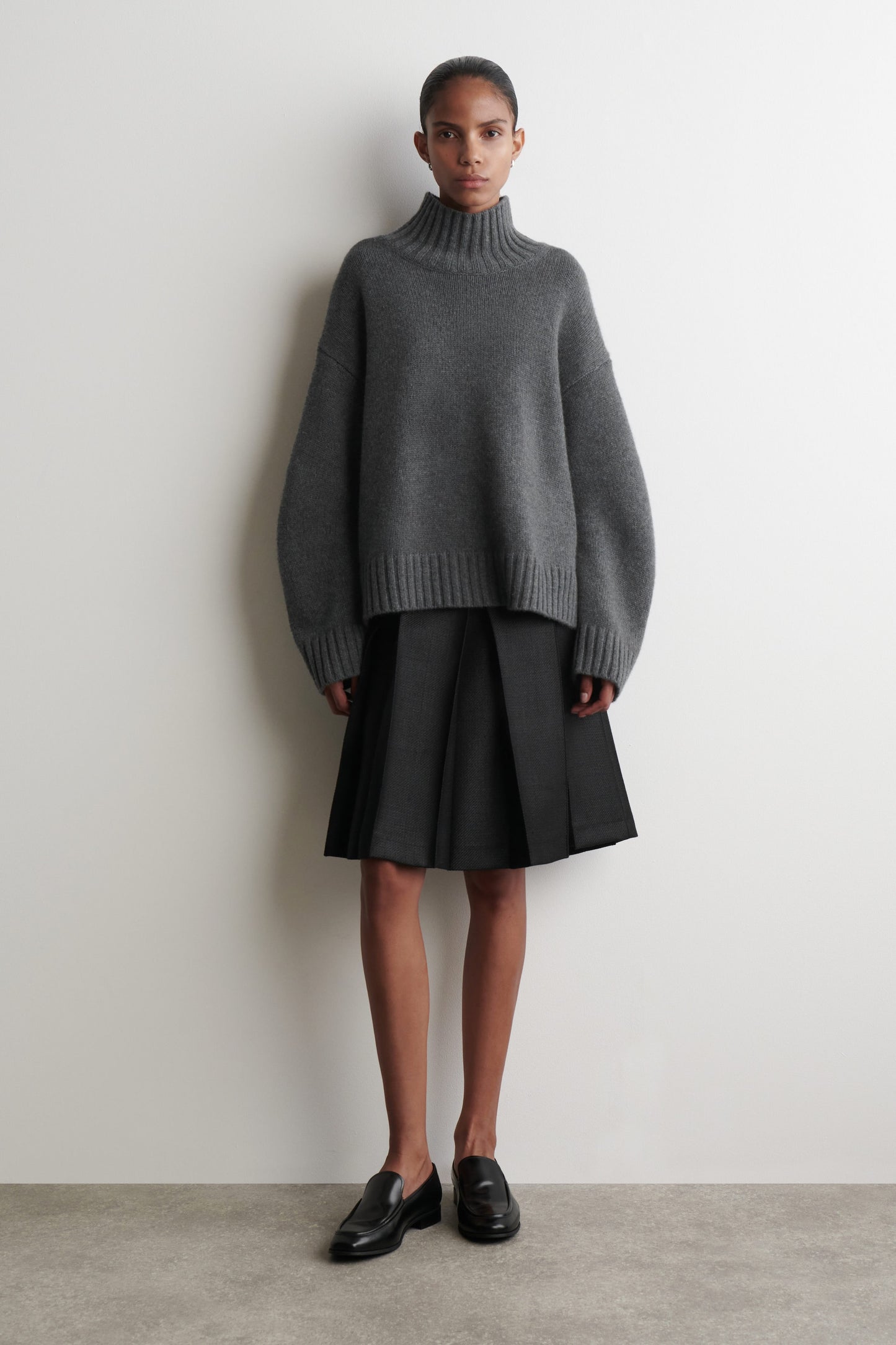 Pleated Wool-Blend Skirt