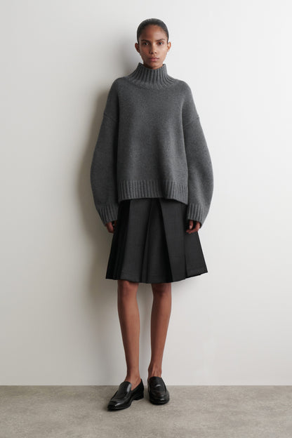 Pleated Wool-Blend Skirt