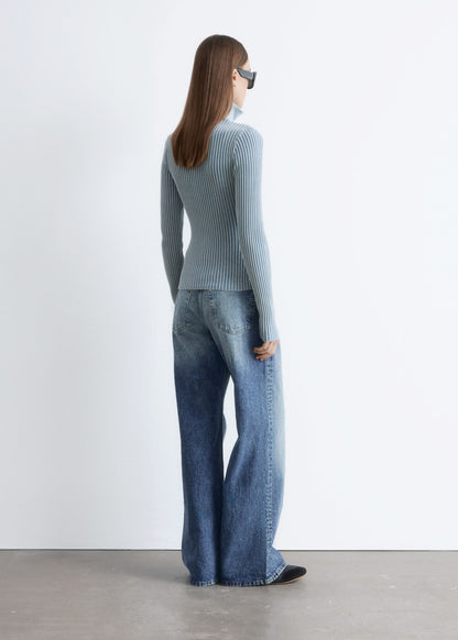 Zip-Up Turtleneck Cardigan
