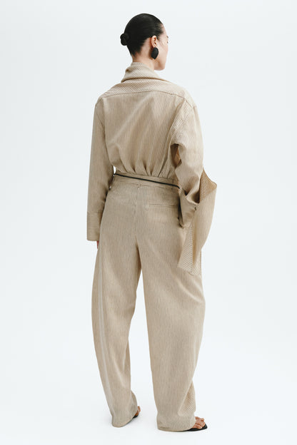 Linen-blend barrel trousers