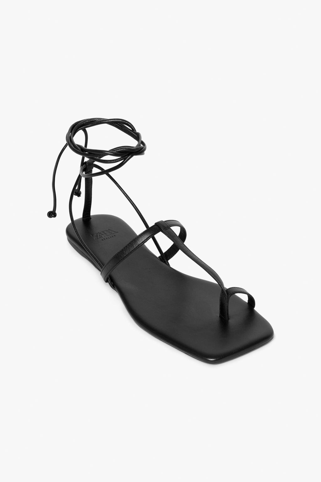 ZARA Icons Limited Edition Tied Flat Leather Sandals