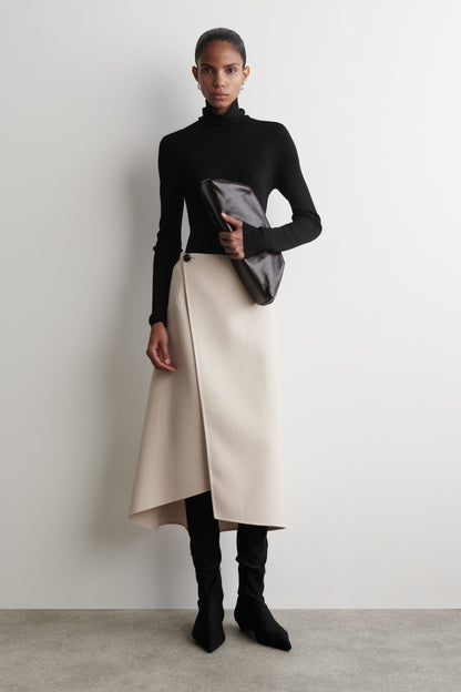 Double-Faced Wool Wrap Skirt