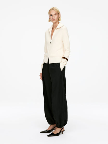 Wool-Cotton Zip Cardigan