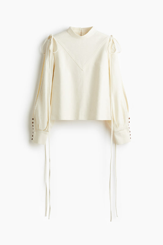 Linen-blend blouse
