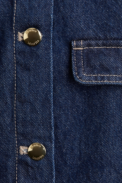 Collarless denim jacket