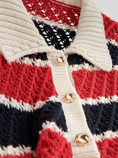 Openwork jumper with collar