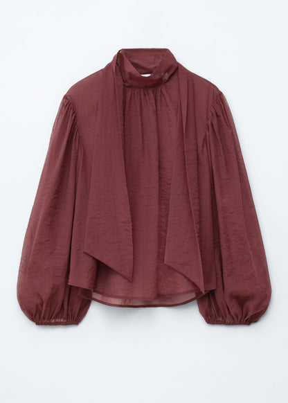 Puff-Sleeve Bow-Detail Blouse