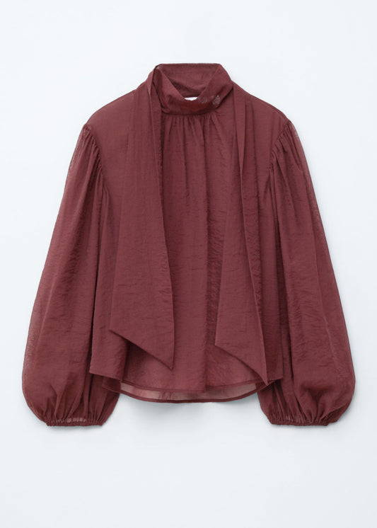 Puff-Sleeve Bow-Detail Blouse