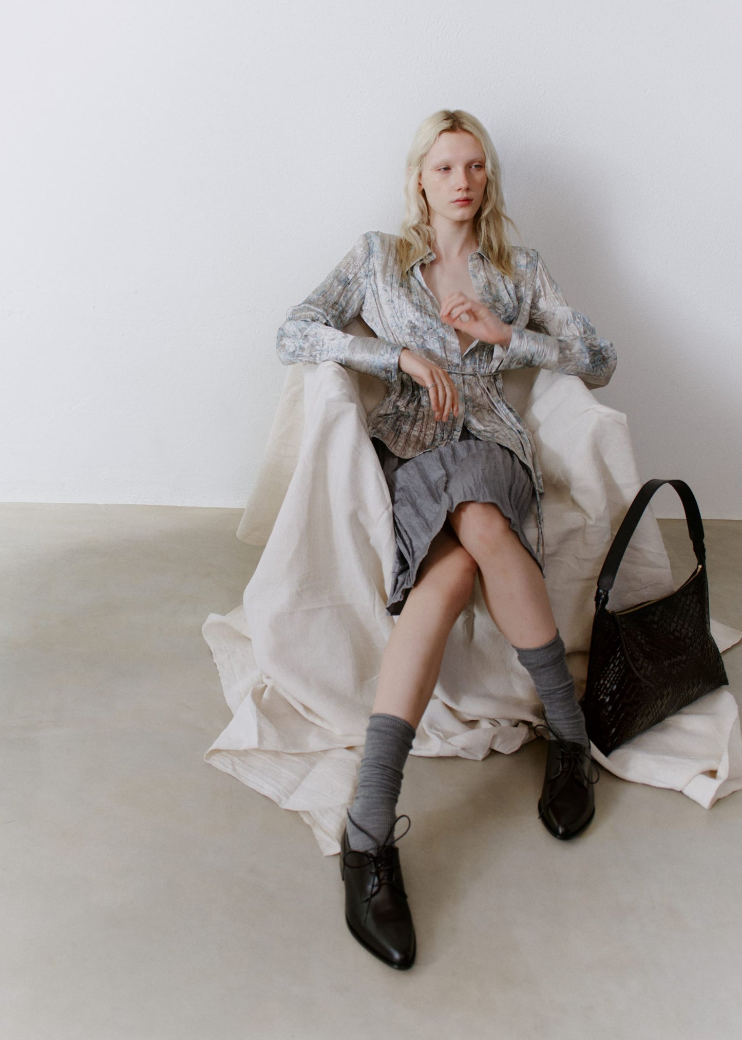 Knee-Length Crêpe Skirt