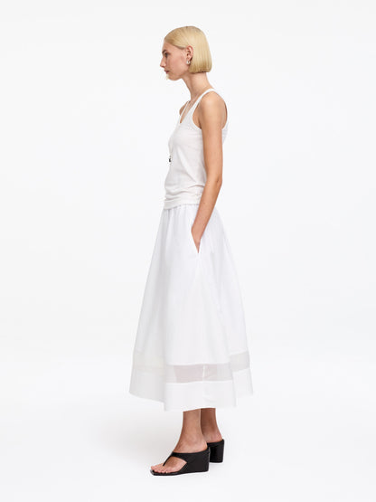Organza Panel Midi Skirt