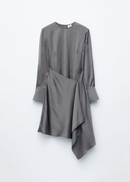 Asymmetric Long-Sleeve Mini Dress