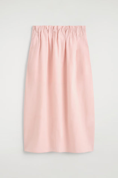Cotton-linen balloon midi skirt