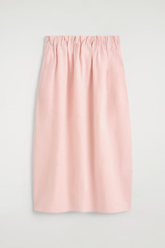 Cotton-linen balloon midi skirt