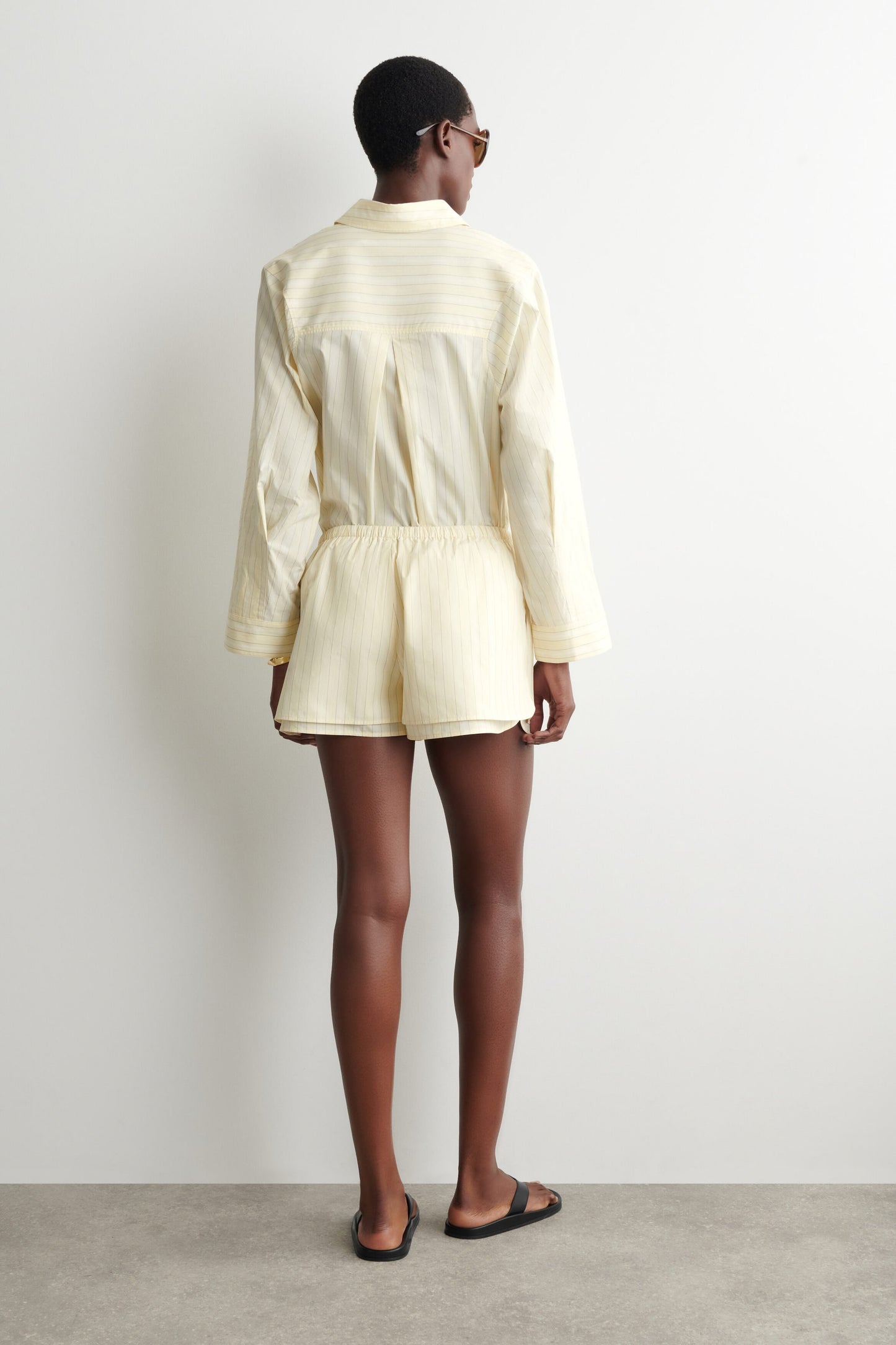 Layered cotton-poplin drawstring shorts