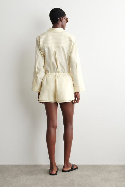 Layered cotton-poplin drawstring shorts