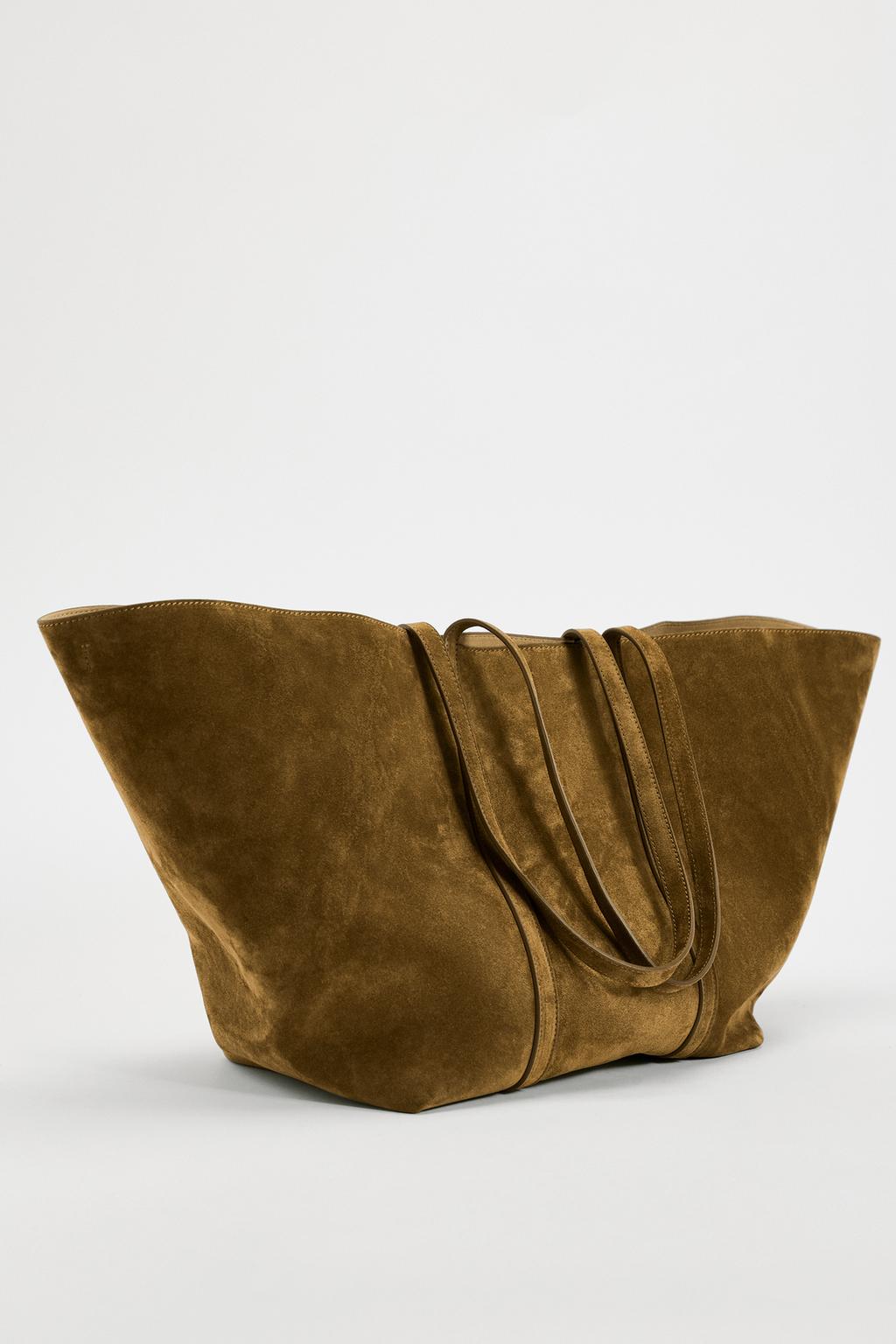 Split suede maxi shopper bag