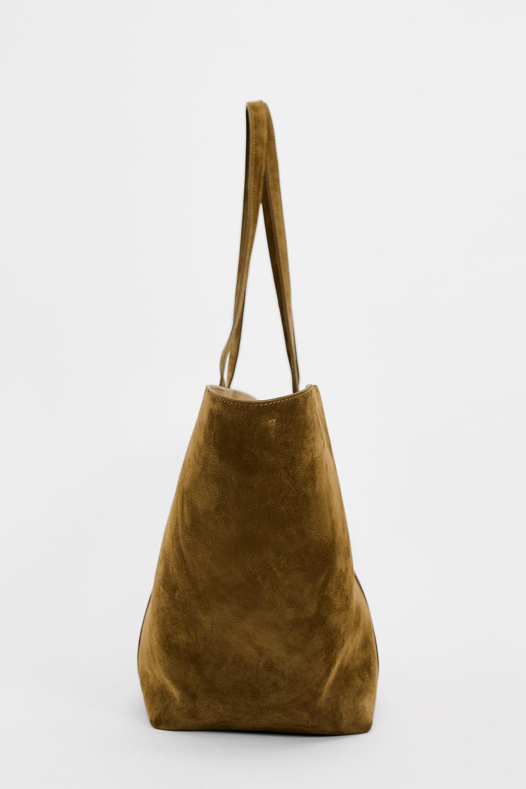 Split suede maxi shopper bag