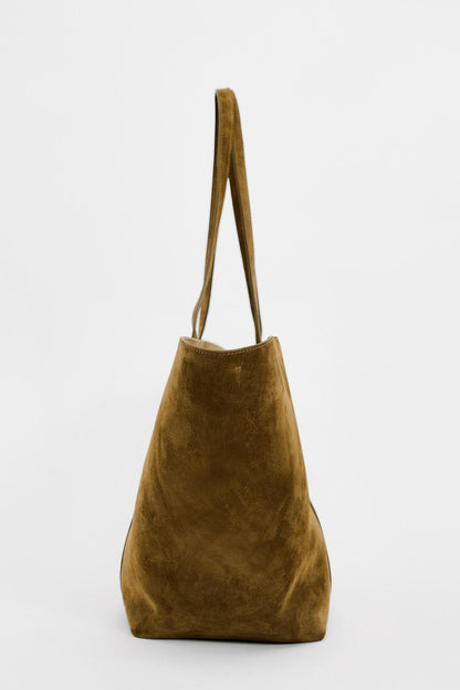 Split suede maxi shopper bag