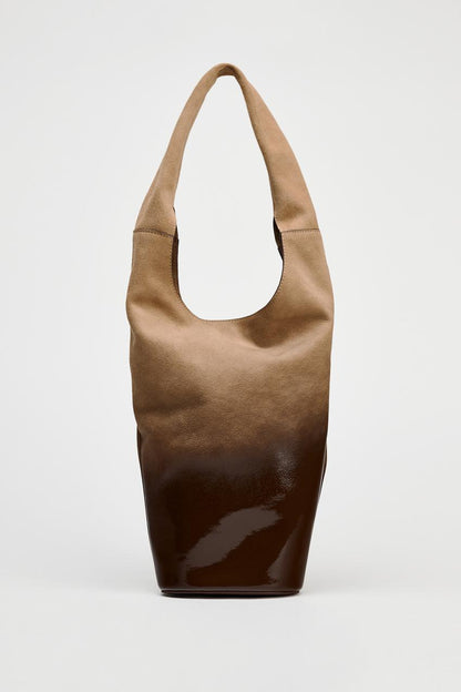 Ombré leather bucket bag