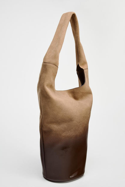 Ombré leather bucket bag