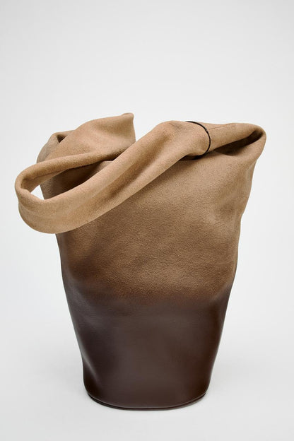 Ombré leather bucket bag