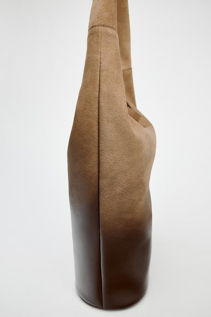 Ombré leather bucket bag