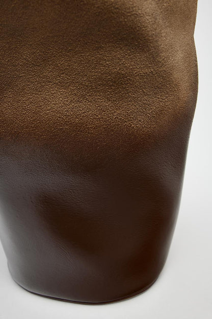 Ombré leather bucket bag