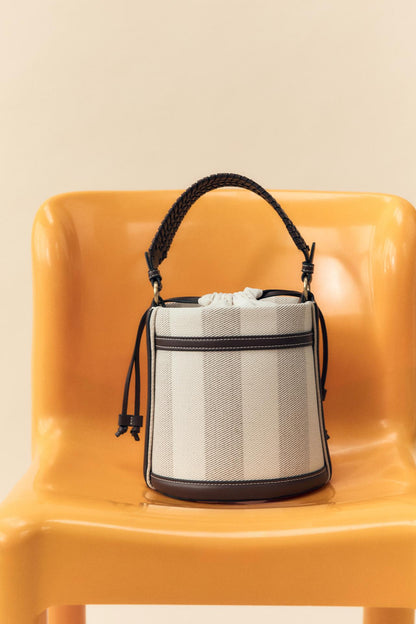 Striped Canvas Bucket Bag