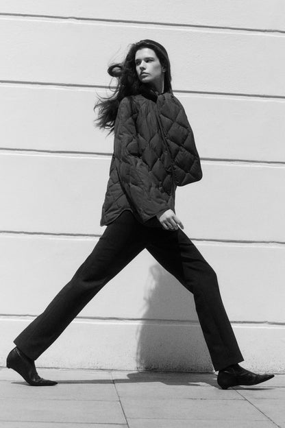 Scarf Detail Quilted Liner Jacket