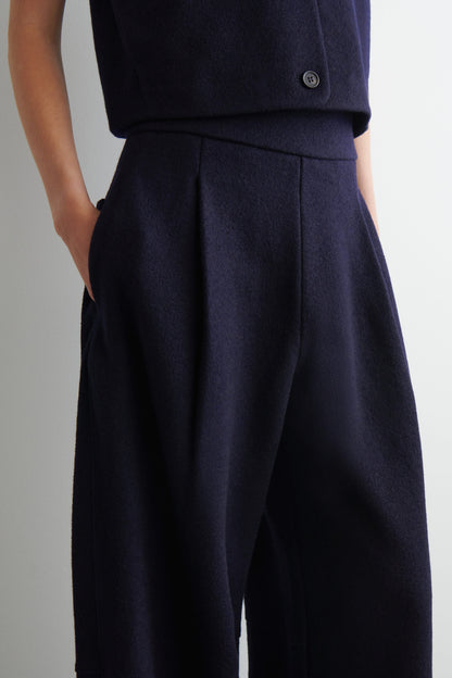 Boiled-Wool Barrel-Leg Trousers