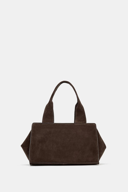 Double Handle Split Suede Leather Bag