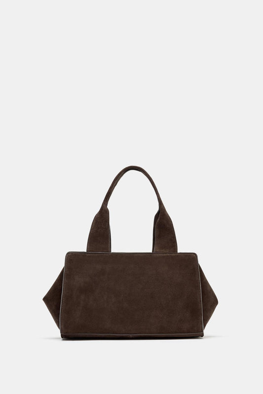 Double Handle Split Suede Leather Bag