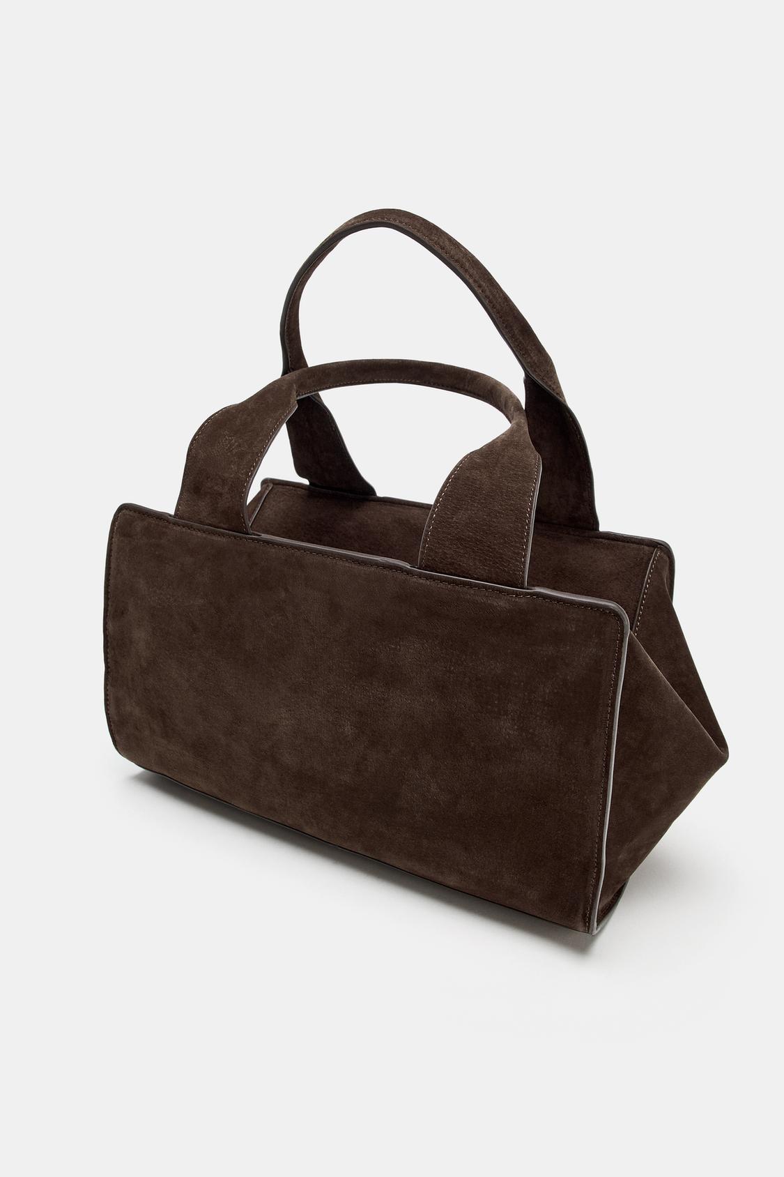 Double Handle Split Suede Leather Bag