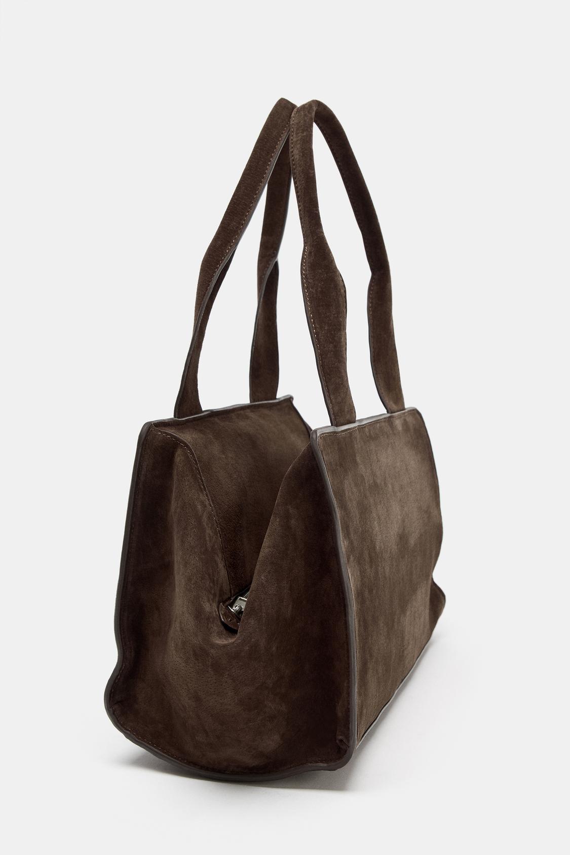 Double Handle Split Suede Leather Bag