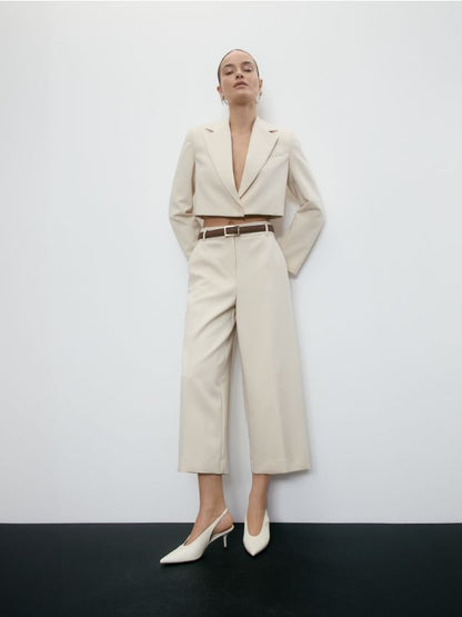 Wide leg trousers with belt