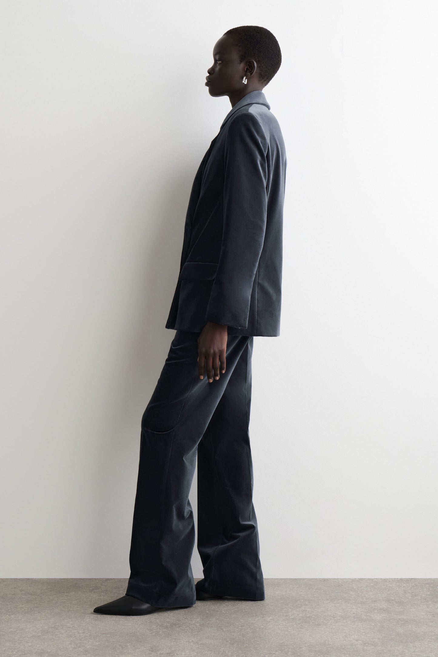 Velvet Double-Breasted Blazer