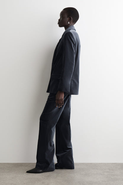 Velvet Double-Breasted Blazer