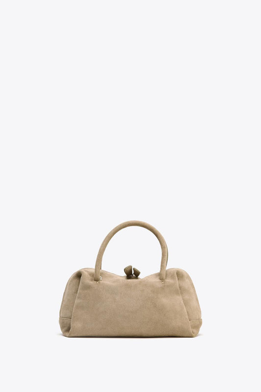 Split Suede Bowling Bag
