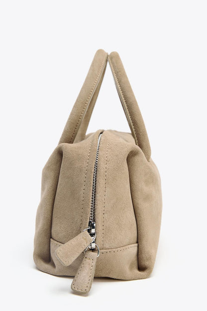 Split Suede Bowling Bag